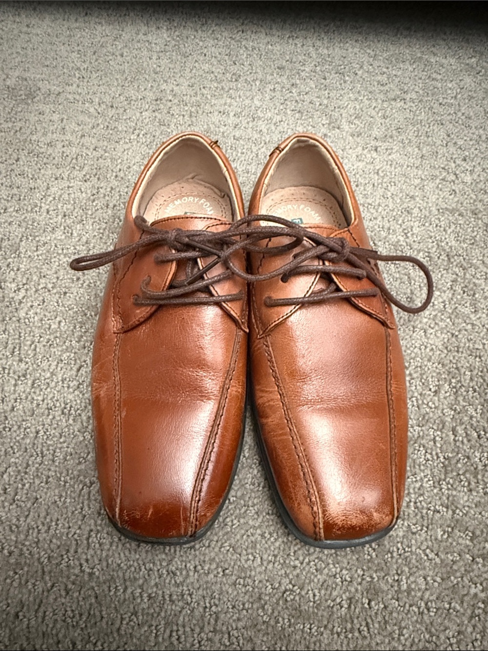Florsheim Boys' Tan Brown Leather Lace-Up Dress Shoes
